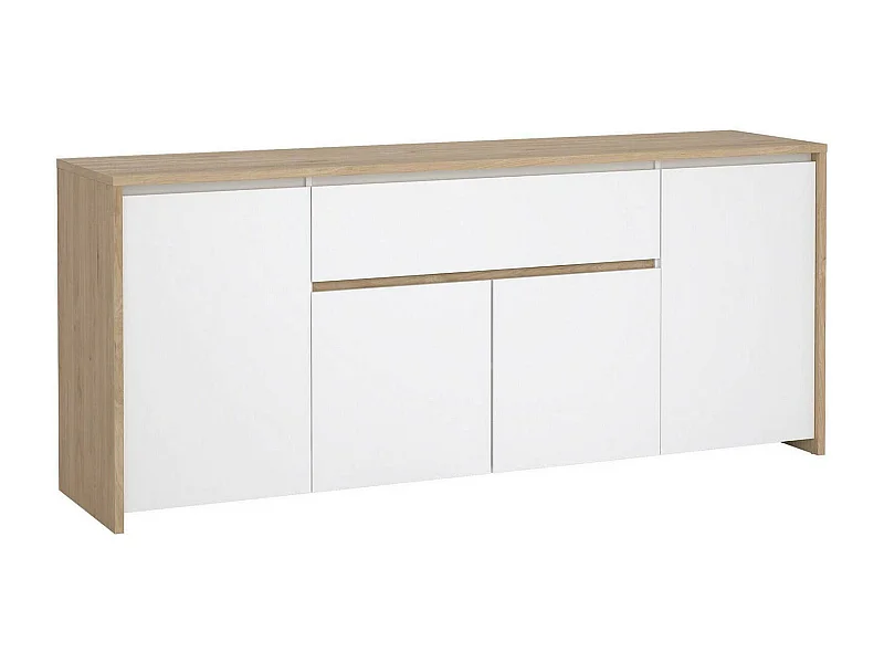 Buffet Dsalv, Buffet du salon, Commode de salon, Garde-manger de cuisine, 197x48 h84 cm, Chêne clair et Blanc