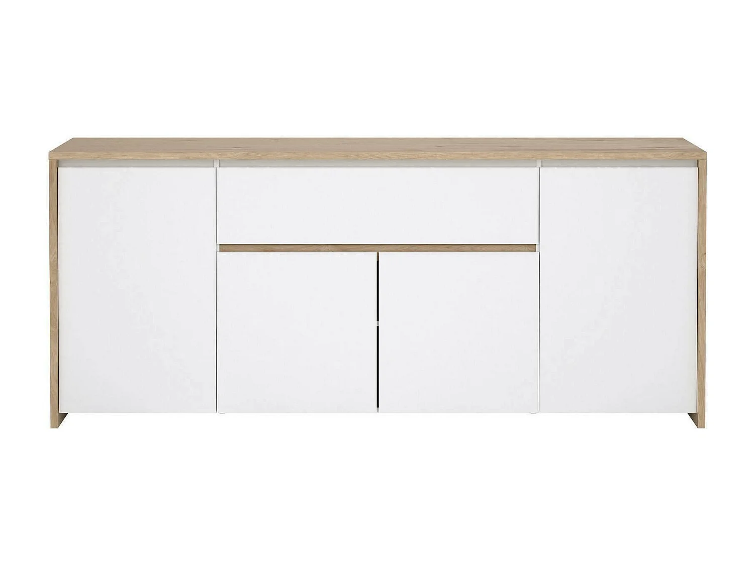 Buffet Dsalv, Buffet du salon, Commode de salon, Garde-manger de cuisine, 197x48 h84 cm, Chêne clair et Blanc