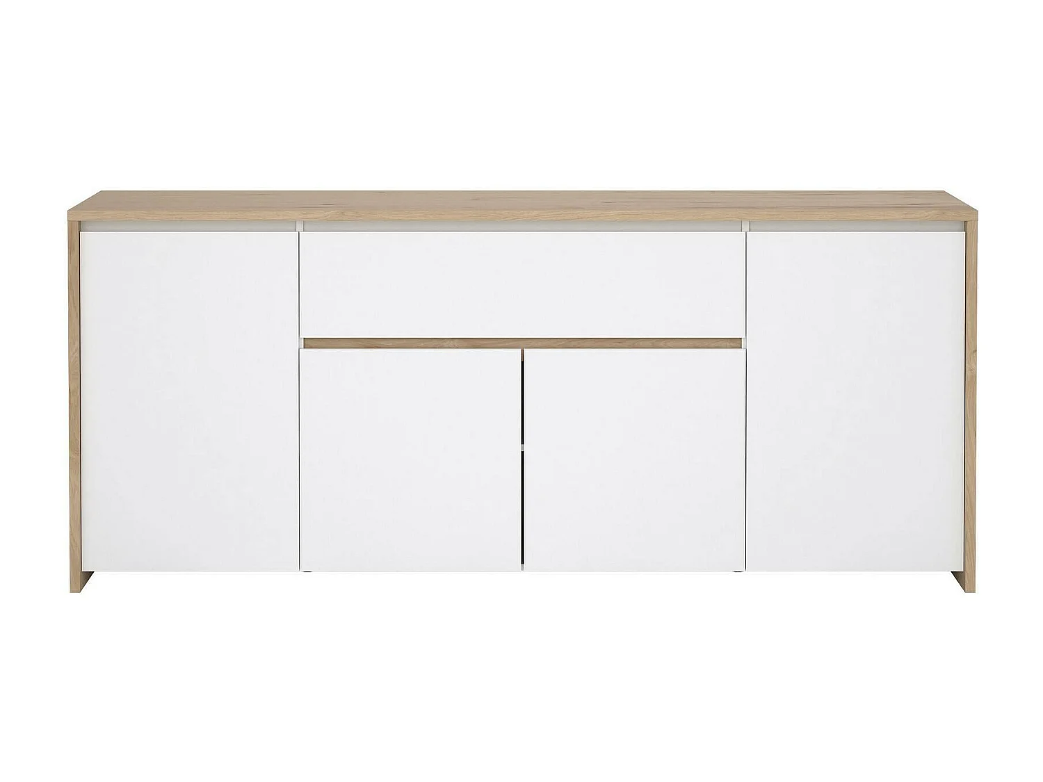 Aparador Dsalv, Buffet de sala, Aparador de sala, Despensa de cozinha, 197x48 h84 cm, Carvalho e Branco