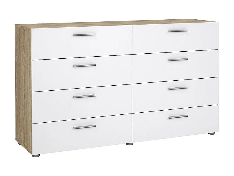 Aparador Dsattol, Bufé de salón, Aparador de salón, Despensa de cocina, 140x40 h82 cm, Roble y Blanco