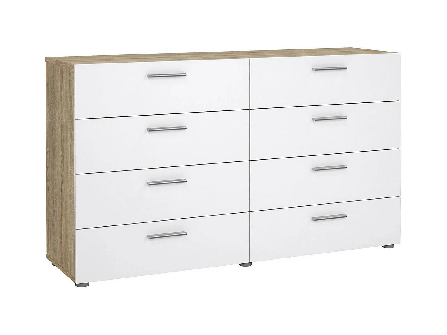 Buffet Dsattol, Buffet du salon, Commode de salon, Garde-manger de cuisine, 140x40 h82 cm, Chêne et Blanc