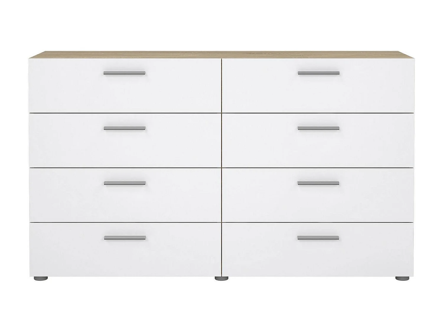 Dmora - Credenza Phethai, 140x40 h82 cm, Quercia e Bianco lucido