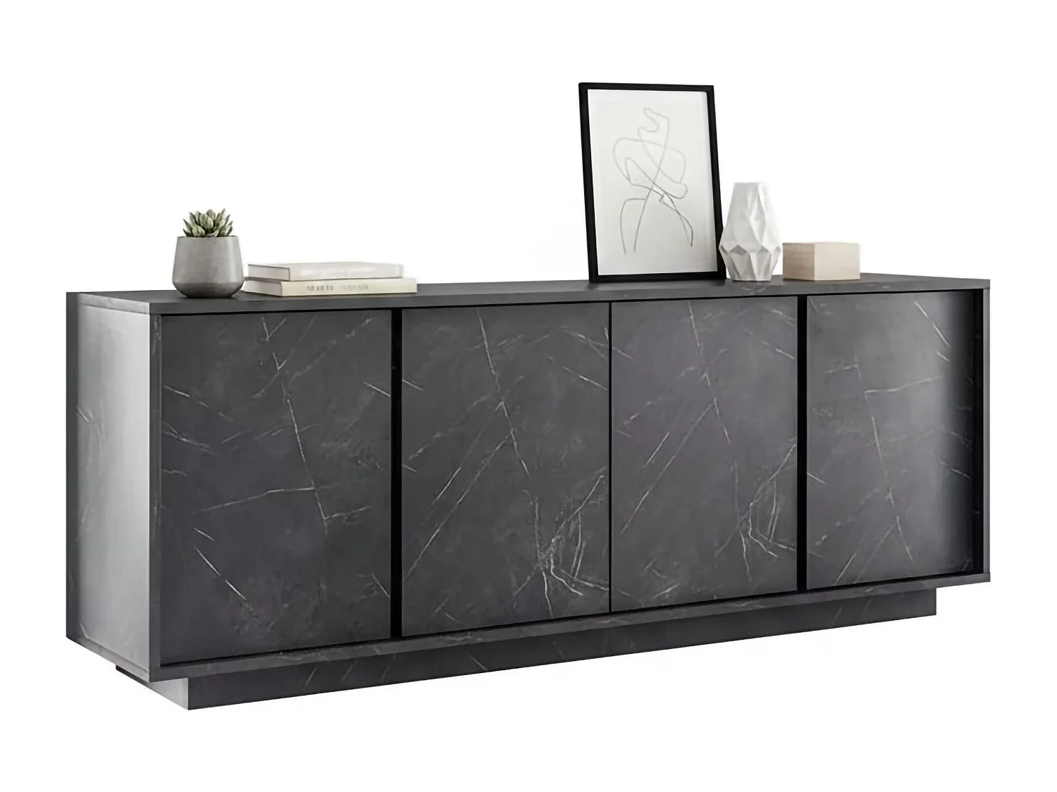 Dzappacost dressoir, Woonkamerbuffet, Woonkamerdressoir, Keukenkast, Made in Italy, 180x43 h79 cm, Leisteen