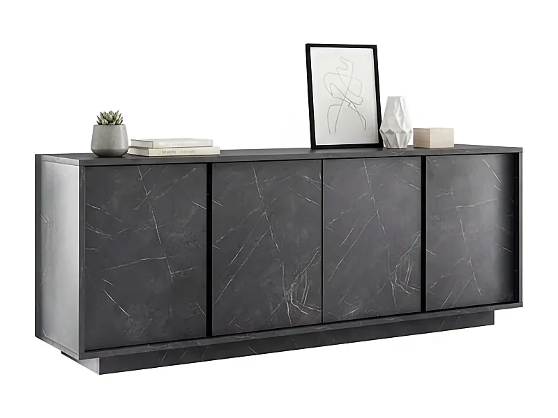 Buffet Dzappacost, Buffet du salon, Commode de salon, Garde-manger de cuisine, Made in Italy, 180x43 h79 cm, Ardoise