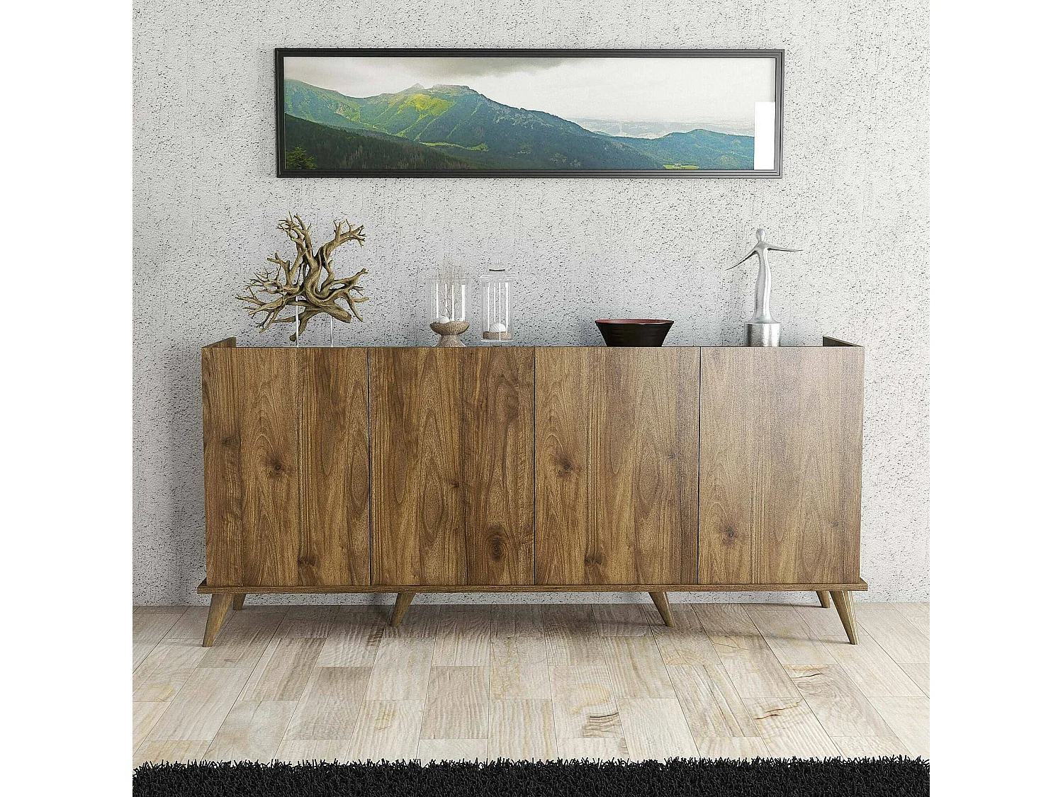 Dmora - Credenza Paine, 180x45 h81 cm, Noce