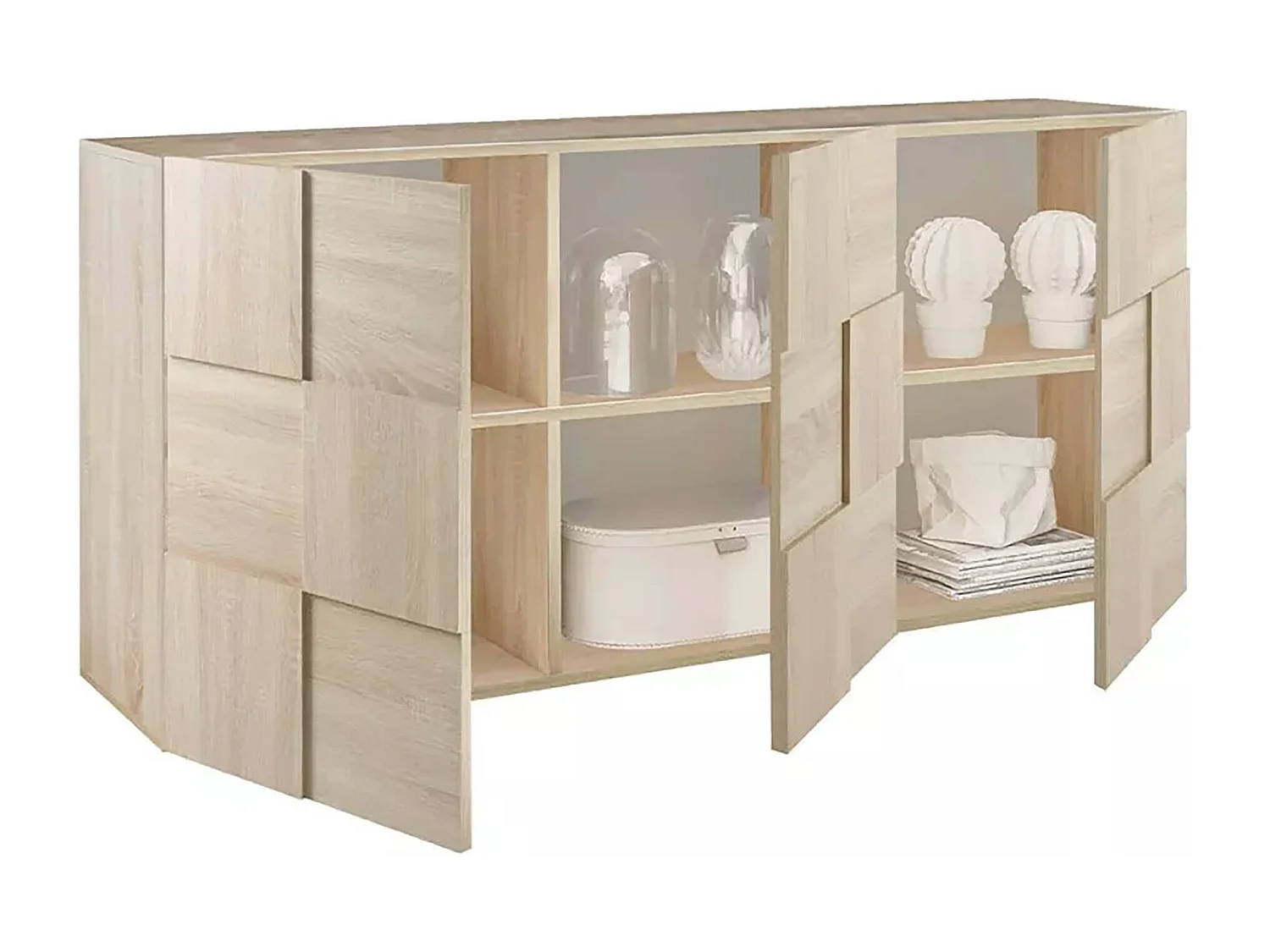 Buffet Dbae, Buffet du salon, Commode de salon, Garde-manger de cuisine, Made in Italy, 181x43 h84 cm, Chêne clair