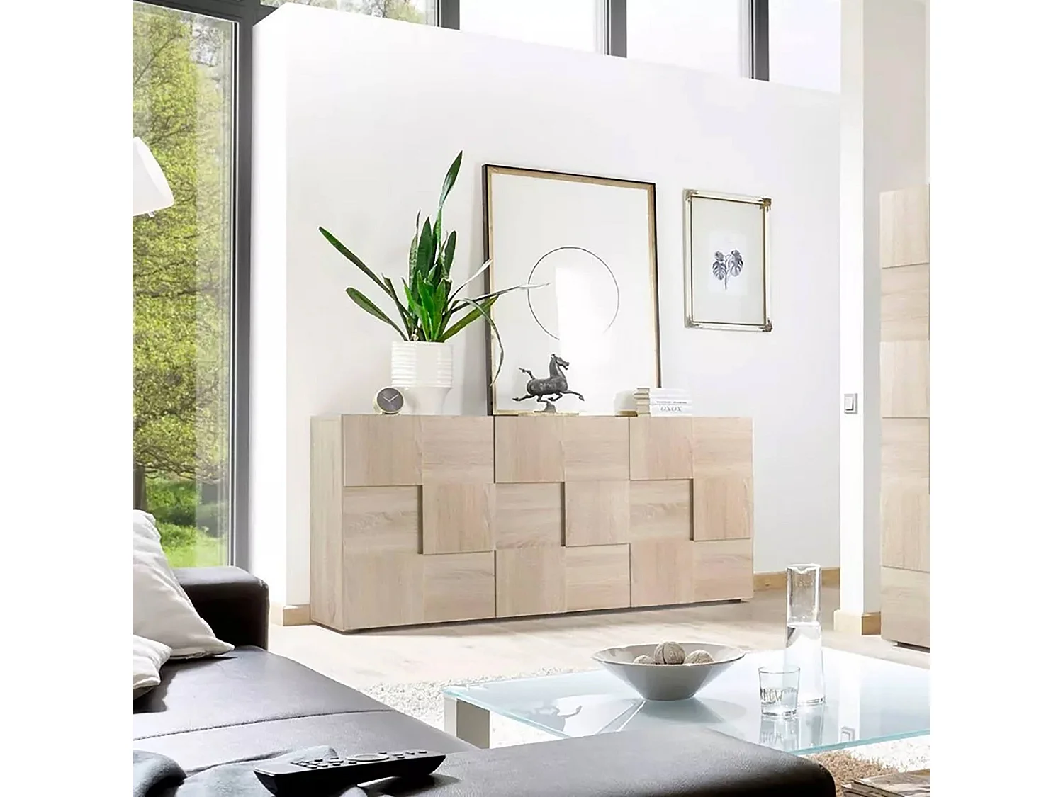 Credenza Ulysses, 3 Ripiani Made in Italy, 43x181x84h cm Marrone Rovere, Madia