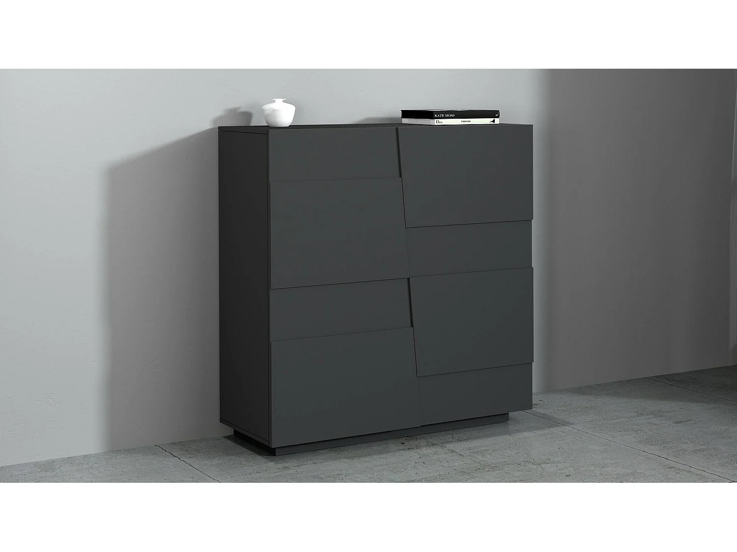 Ddescigli multifunctionele kledingkast 2 deuren, Multifunctionele kast, 2-deurskast, 120x44h126 cm, Antraciet