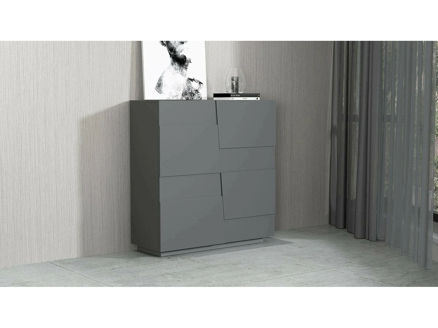 Armoire polyvalente 2 portes Ddescigli, Armoire multifonctionnelle, armoire 2 portes, 120x44h126 cm, Anthracite