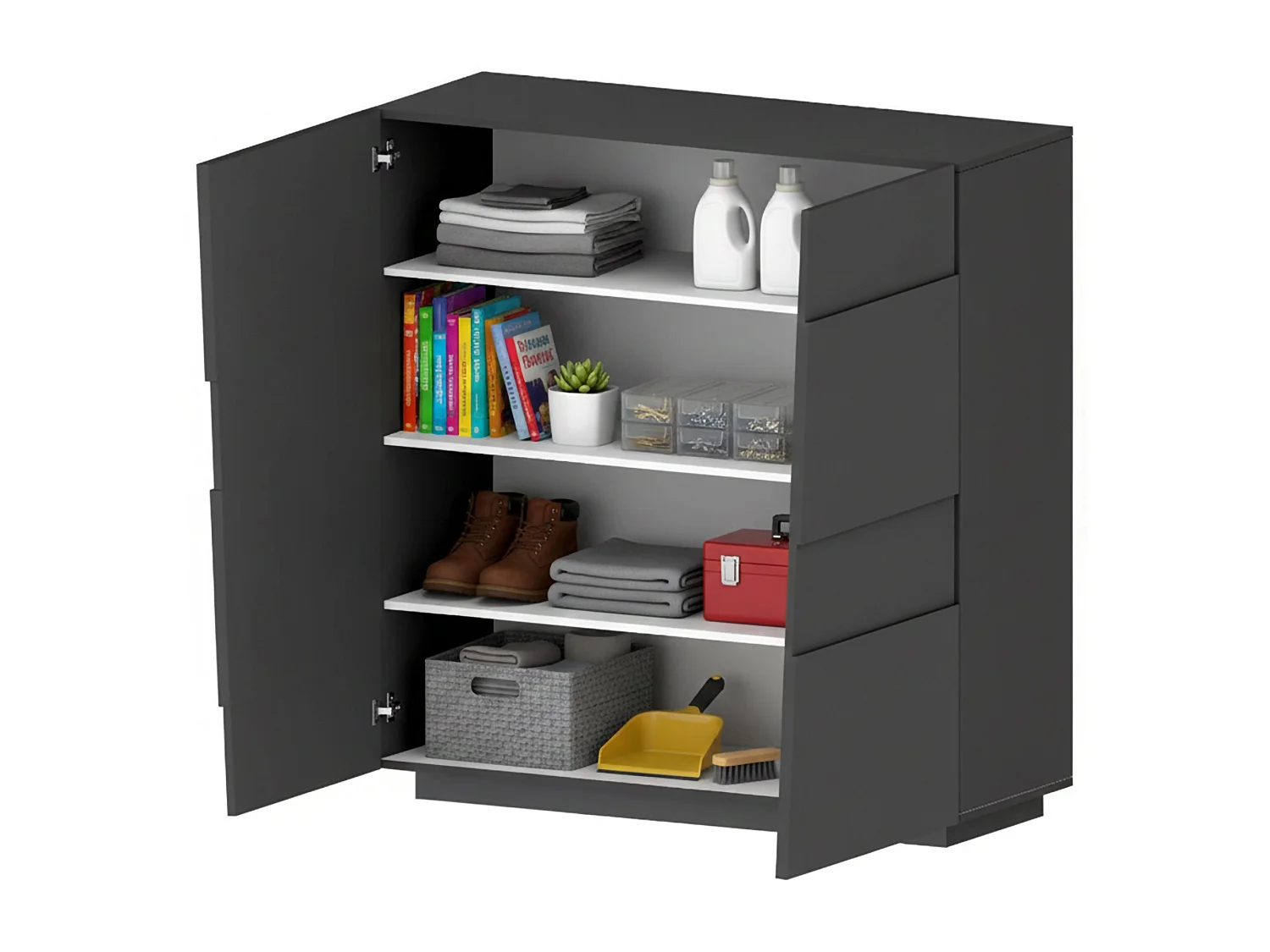 Armario multiusos 2 puertas Ddescigli, Armario multifuncional, Armario 2 puertas, 120x44h126 cm, Antracita