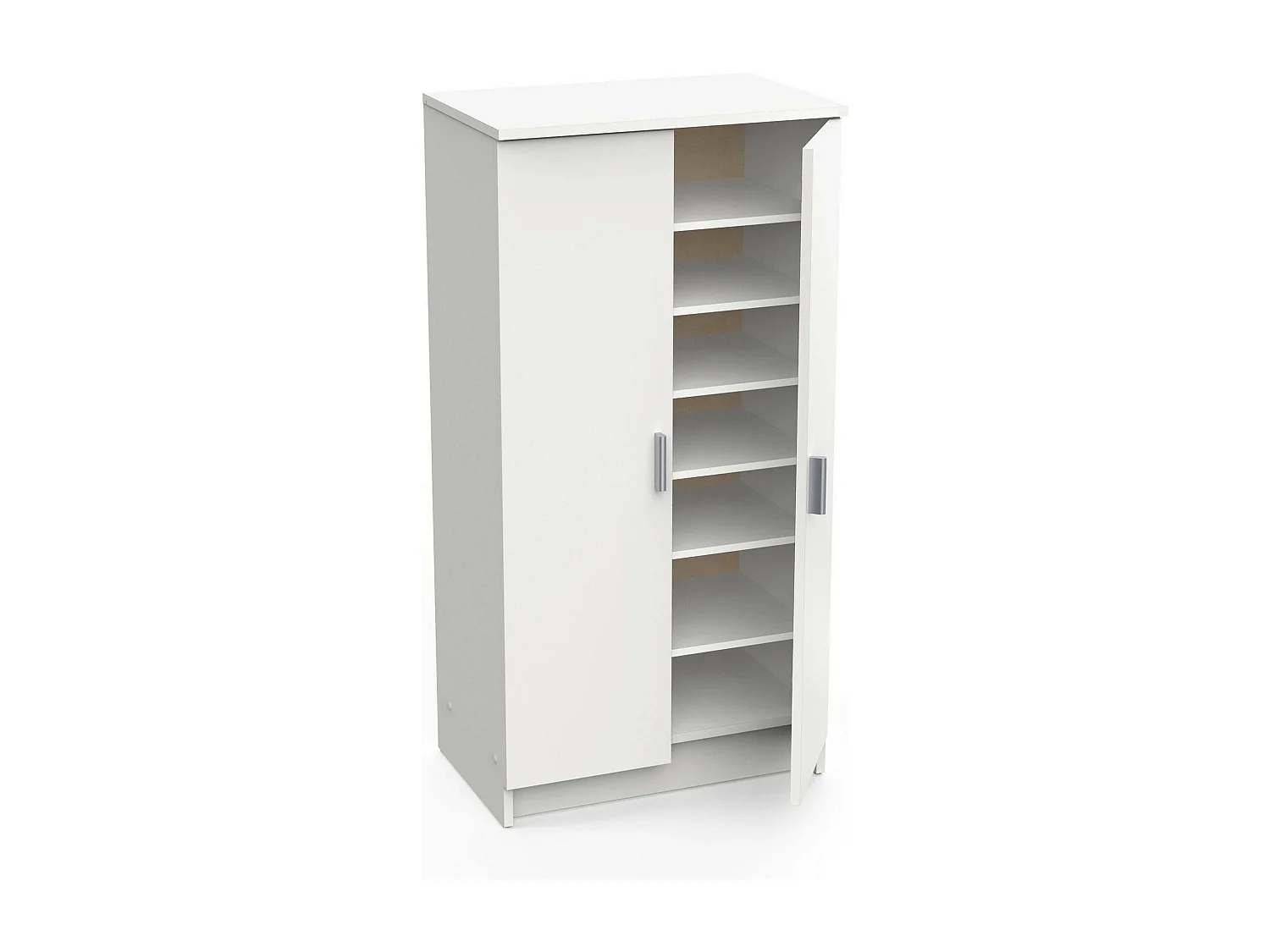 Armario multiusos 2 puertas Dfische, Muebles multifuncionales, Zapatero, Armario para zapatos, 55x35 h108 cm, Blanco mate