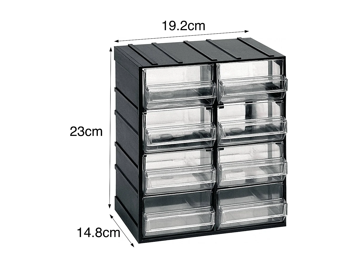 Armoire polyvalente 2 portes Dbertolin, Armoire pour petites pièces, Armoire pour conteneurs à outils, 100% Made in Italy, 19x15h23 cm, Anthracite, 8 tiroirs