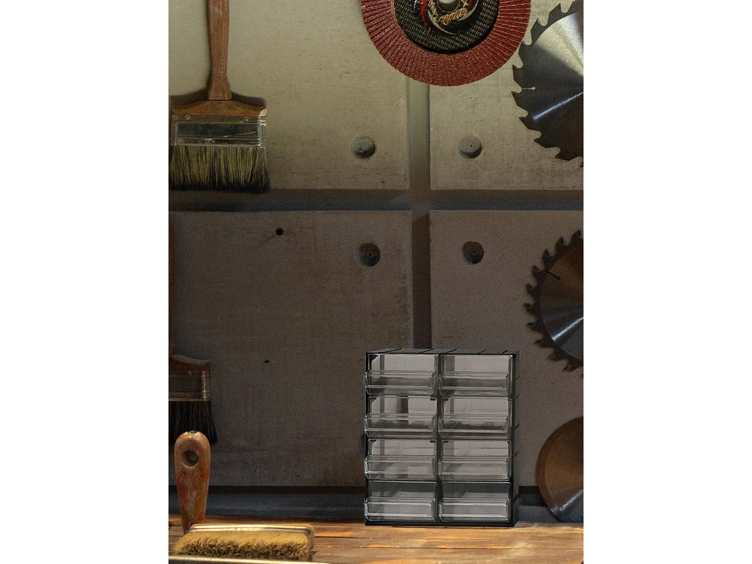 Armoire polyvalente 2 portes Dbertolin, Armoire pour petites pièces, Armoire pour conteneurs à outils, 100% Made in Italy, 19x15h23 cm, Anthracite, 8 tiroirs