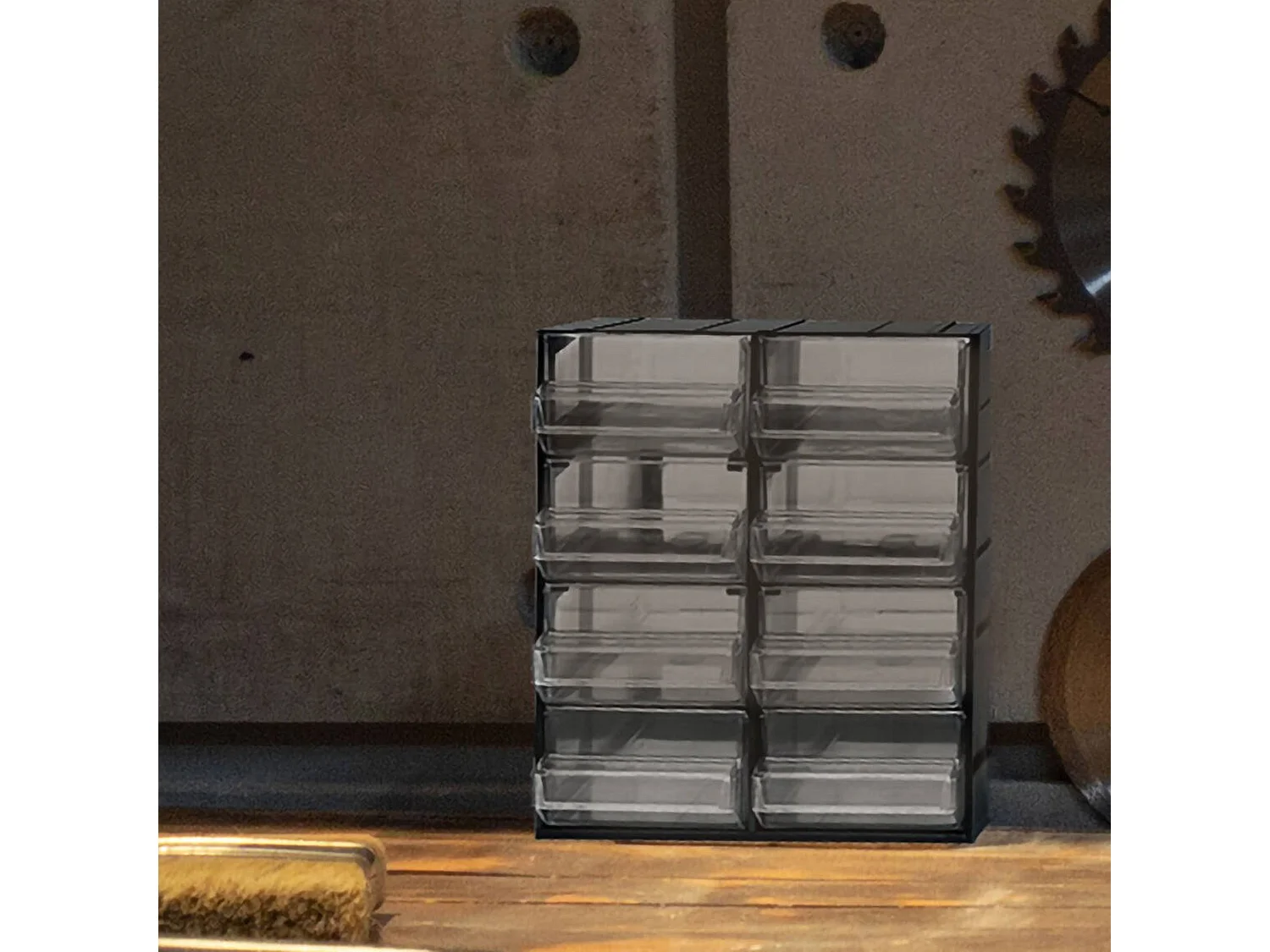 Armoire polyvalente 2 portes Dbertolin, Armoire pour petites pièces, Armoire pour conteneurs à outils, 100% Made in Italy, 19x15h23 cm, Anthracite, 8 tiroirs
