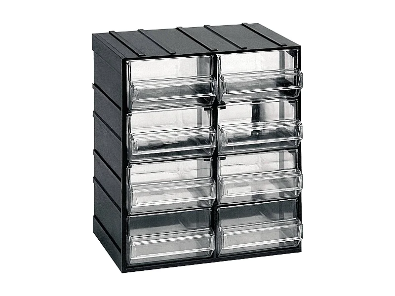 Armoire polyvalente 2 portes Dbertolin, Armoire pour petites pièces, Armoire pour conteneurs à outils, 100% Made in Italy, 19x15h23 cm, Anthracite, 8 tiroirs