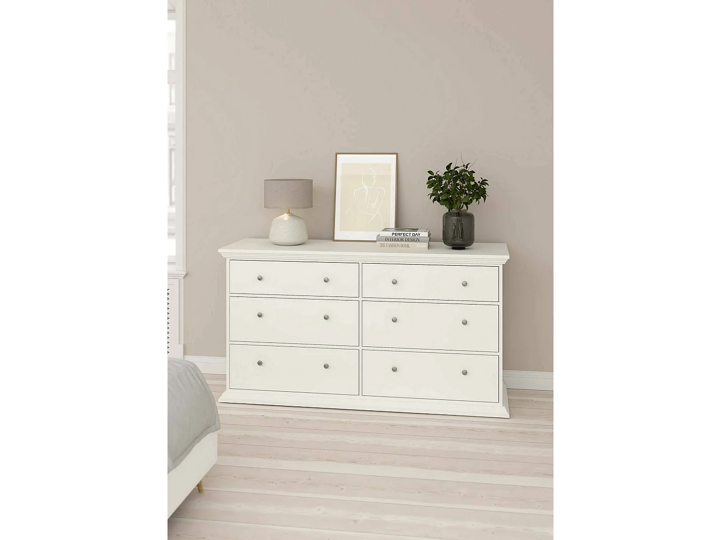 Dsanson dressoir, Woonkamerbuffet, Woonkamerdressoir, Keukenkast, 163x52 h88 cm, Wit