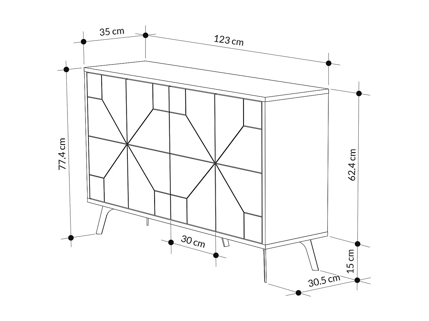 Buffet Dmoscardin, Buffet du salon, Commode de salon, Garde-manger de cuisine, 123x35 h77 cm, Gris