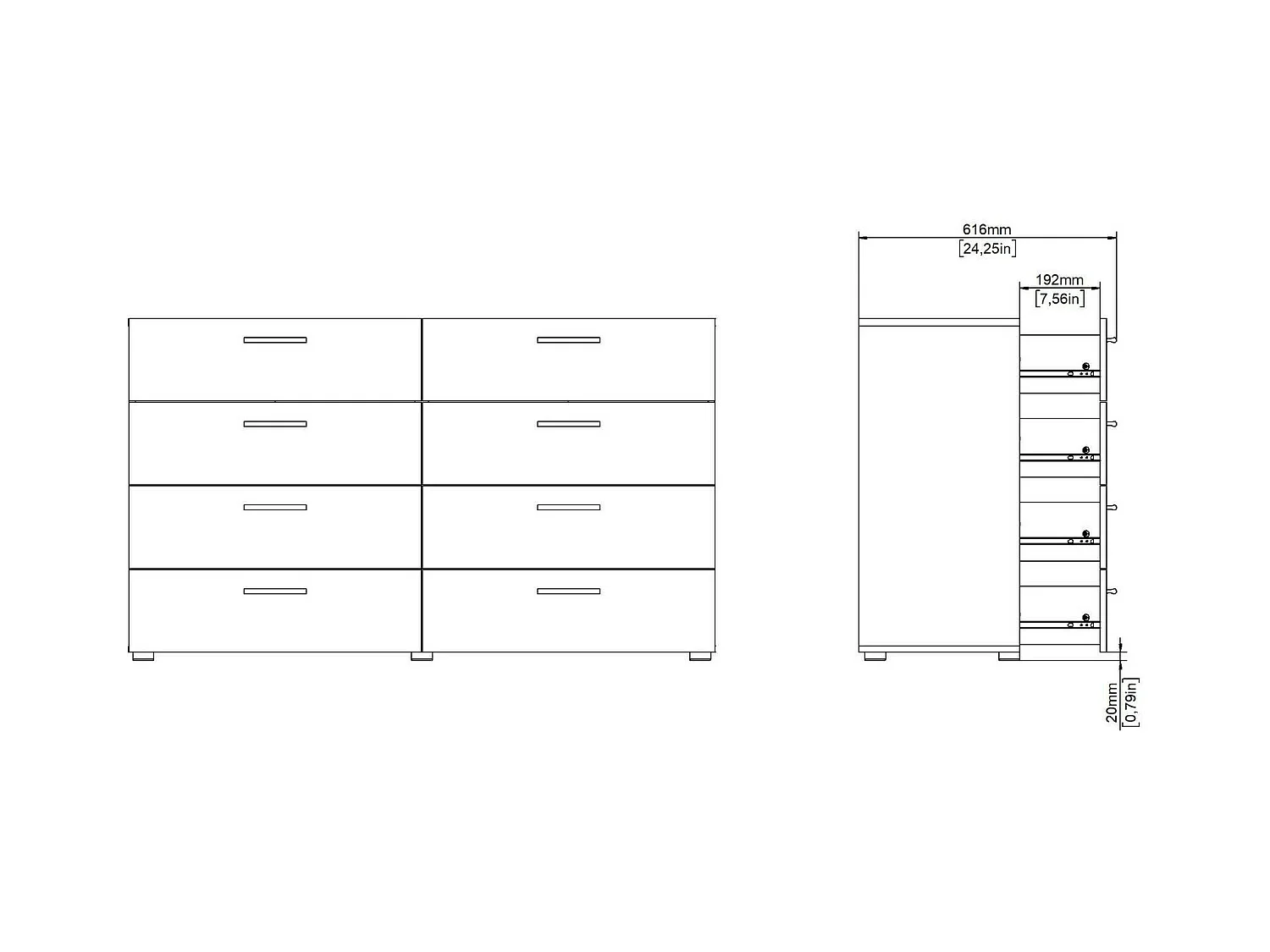 Kommode Dsattol, Wohnzimmerbuffet, Wohnzimmer-Sideboard, Moderne Küchen-Speisekammer, 140x40 h82 cm, Schwarz