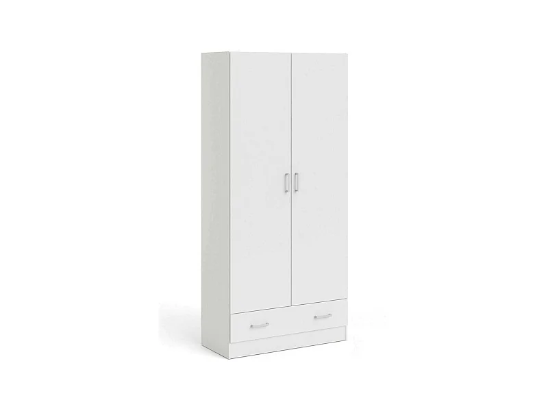Garde-robe 2 portes Dsban, Meubles de chambre, Penderie de plain-pied, Placard à vêtements, 79x36 h170 cm, Blanc