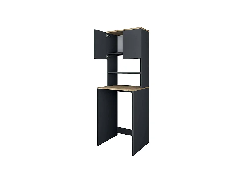 Armario multiusos 2 puertas Dgarofal, Muebles multifuncionales, Zapatero, Armario para zapatos, 65x60h184 cm, Nogal y Antracita