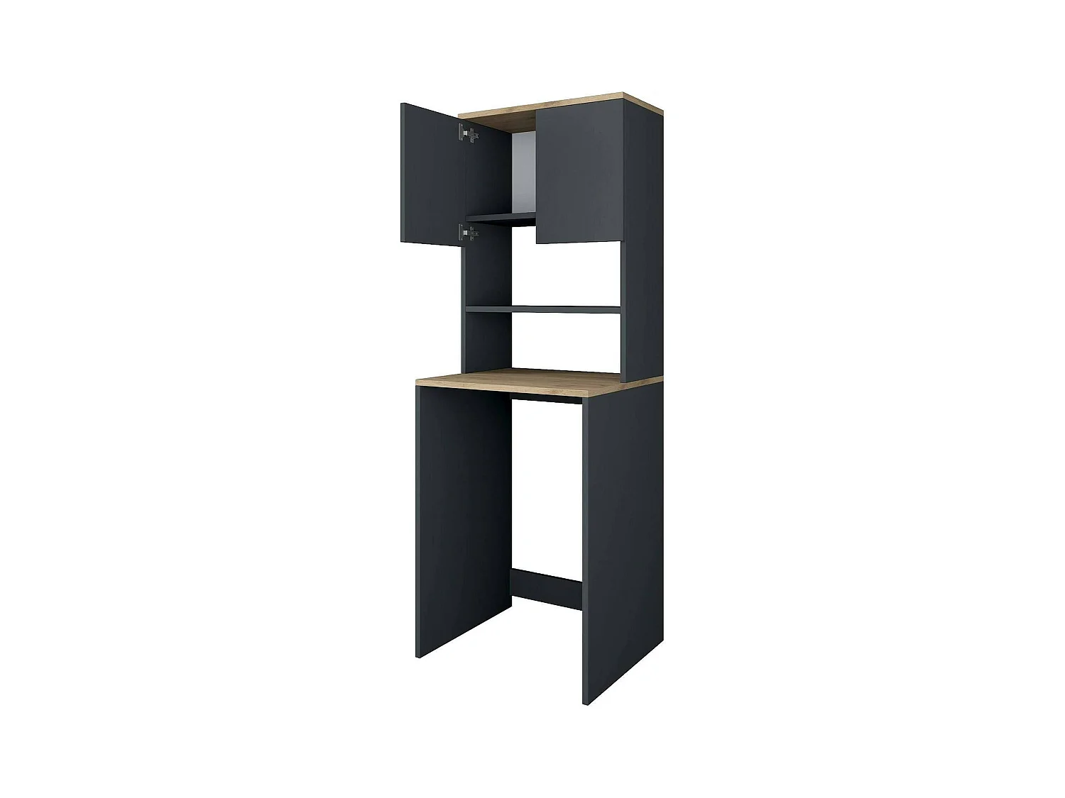 Armoire polyvalente à 2 portes Dgarofal, Meubles multifonctionnels, Casier à chaussures, Support à chaussures pour armoire, 65x60h184 cm, Noyer et Anthracite