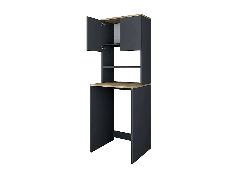 2-türiger MehrzweckschrankDgarofal, Multifunktionale Möbel, Schuhschrank, Besenschrank, 65x60h184 cm, Walnuss und Anthrazit