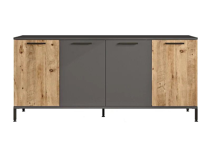 Aparador Dantonionobil, Bufé de salón, Aparador de salón, Despensa de cocina, 160x40 h72 cm, Roble y Antracita