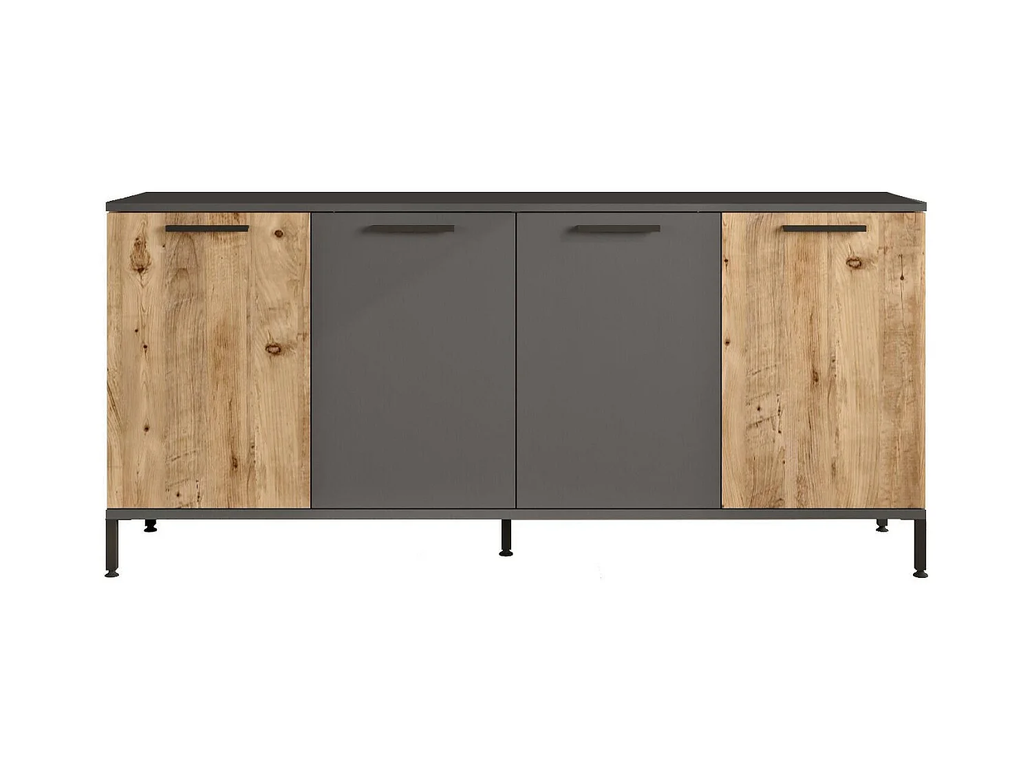 Buffet Dantonionobil, Buffet du salon, Commode de salon, Garde-manger de cuisine, 160x40 h72 cm, Chêne et Anthracite