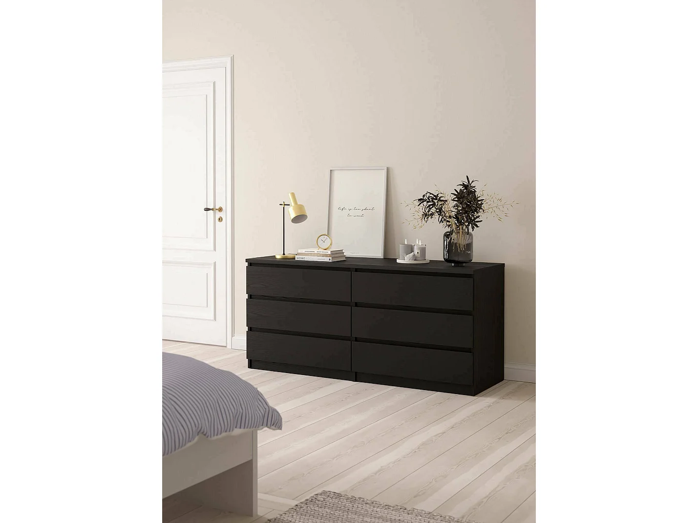 Buffet Dsaurin, Buffet du salon, Commode de salon, Garde-manger de cuisine, 154x50 h68 cm, Noir