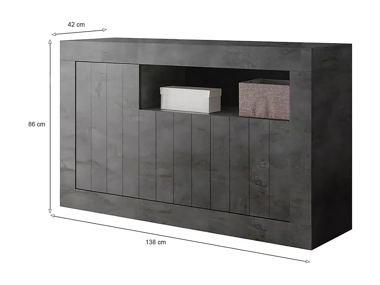 Buffet Diguodal, Buffet du salon, Commode de salon, Garde-manger de cuisine, Made in Italy, 138x42 h86 cm, Ardoise