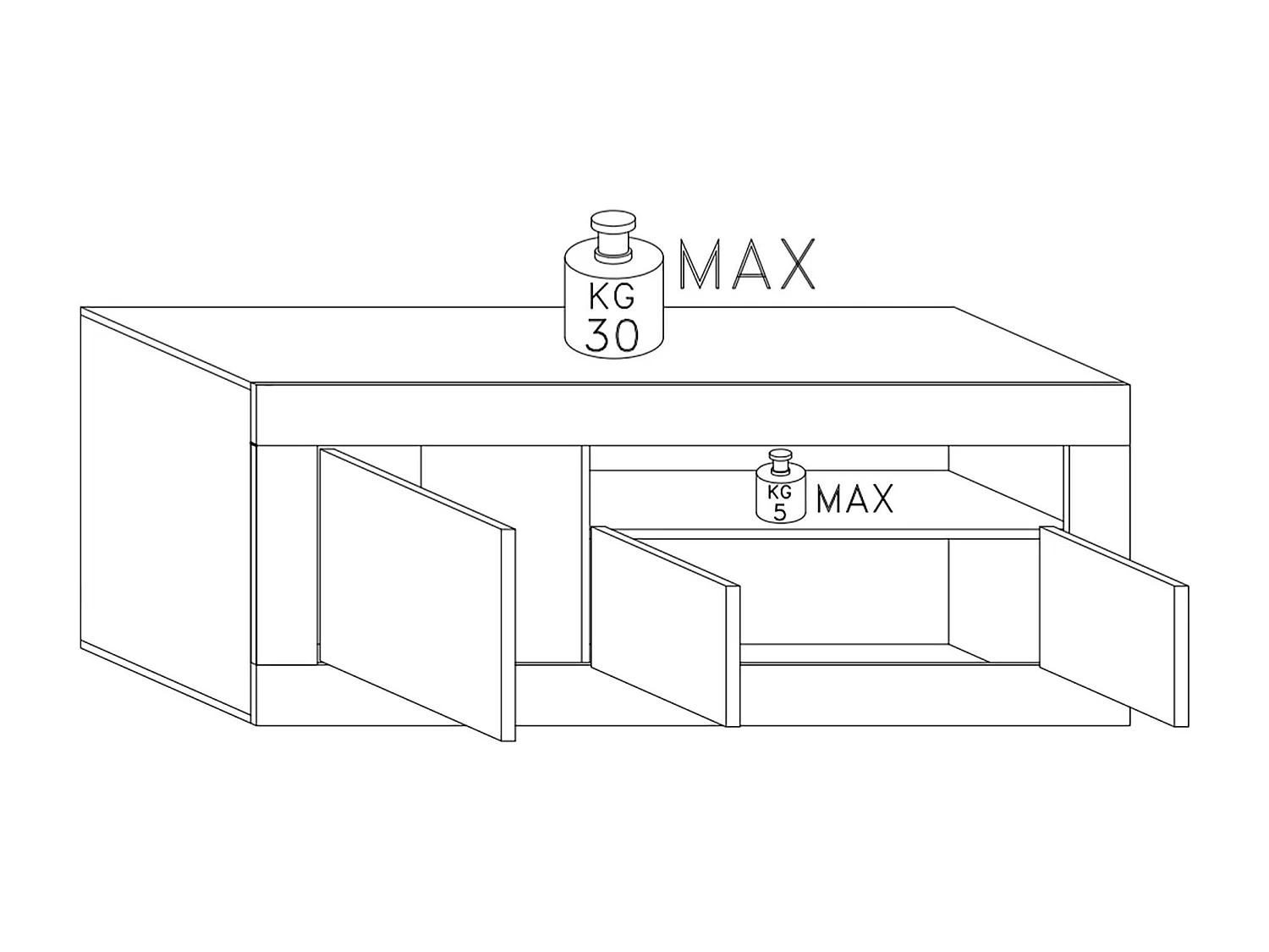 Diguodal dressoir, Woonkamerbuffet, Woonkamerdressoir, Keukenkast, Made in Italy, 138x42 h86 cm, Leisteen