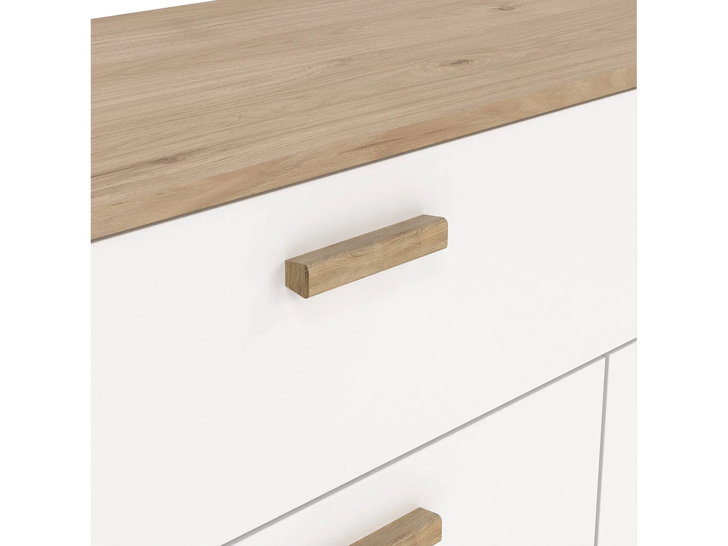 Aparador Dsalvion, Bufé de salón, Aparador de salón, Despensa de cocina, 196x39 h73 cm, Roble y Blanco