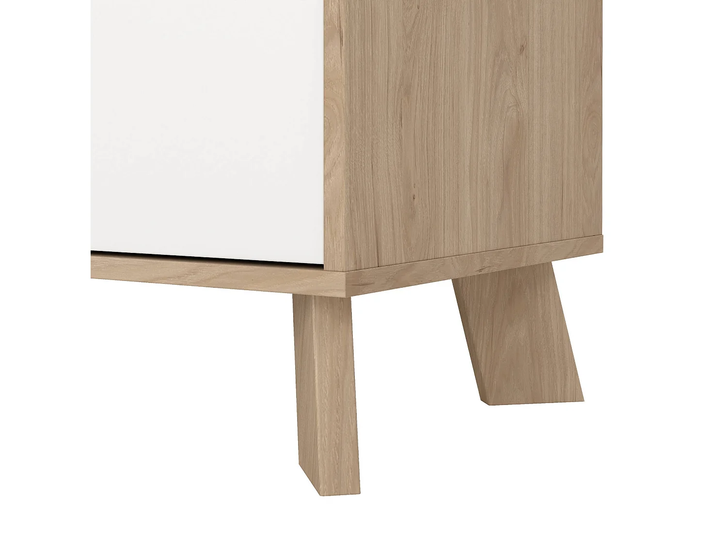 Aparador Dsalvion, Buffet de sala, Aparador de sala, Despensa de cozinha, 196x39 h73 cm, Carvalho e Branco