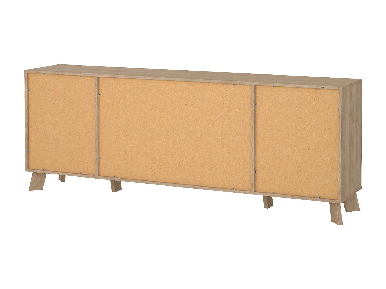 Aparador Dsalvion, Buffet de sala, Aparador de sala, Despensa de cozinha, 196x39 h73 cm, Carvalho e Branco