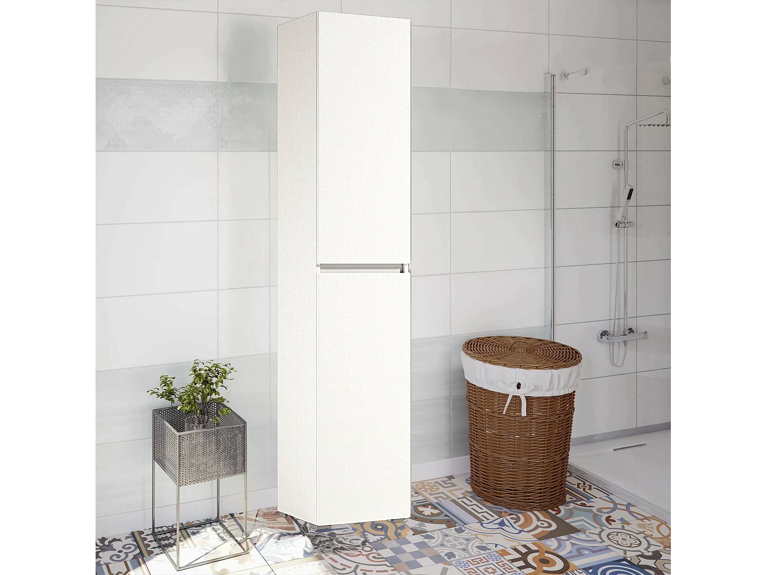 Dbalestro multifunctionele kledingkast met 2 deuren, Schoenenrek met verstelbare planken, Schoenenkast met 2 deuren, 100% Made in Italy, 45x37h195 cm, Wit