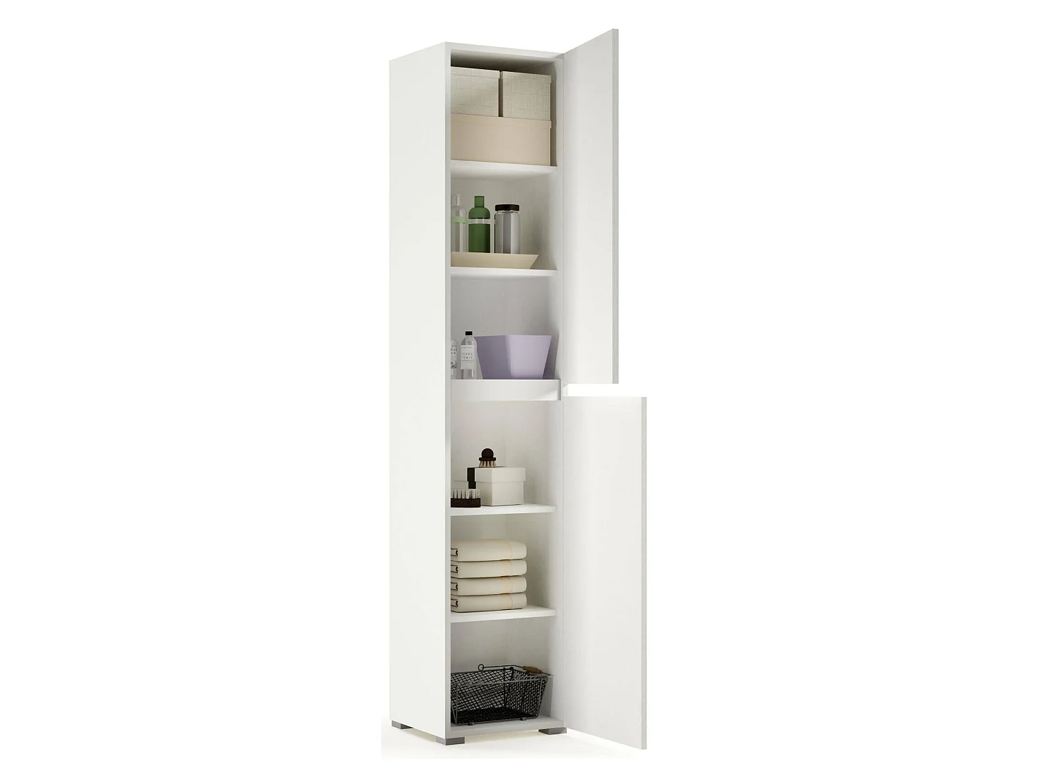 Dbalestro multifunctionele kledingkast met 2 deuren, Schoenenrek met verstelbare planken, Schoenenkast met 2 deuren, 100% Made in Italy, 45x37h195 cm, Wit