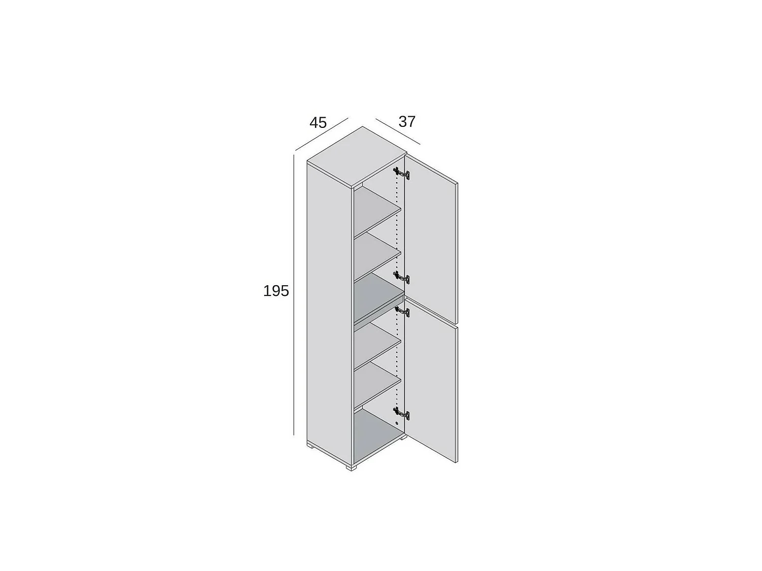 Dbalestro multifunctionele kledingkast met 2 deuren, Schoenenrek met verstelbare planken, Schoenenkast met 2 deuren, 100% Made in Italy, 45x37h195 cm, Wit