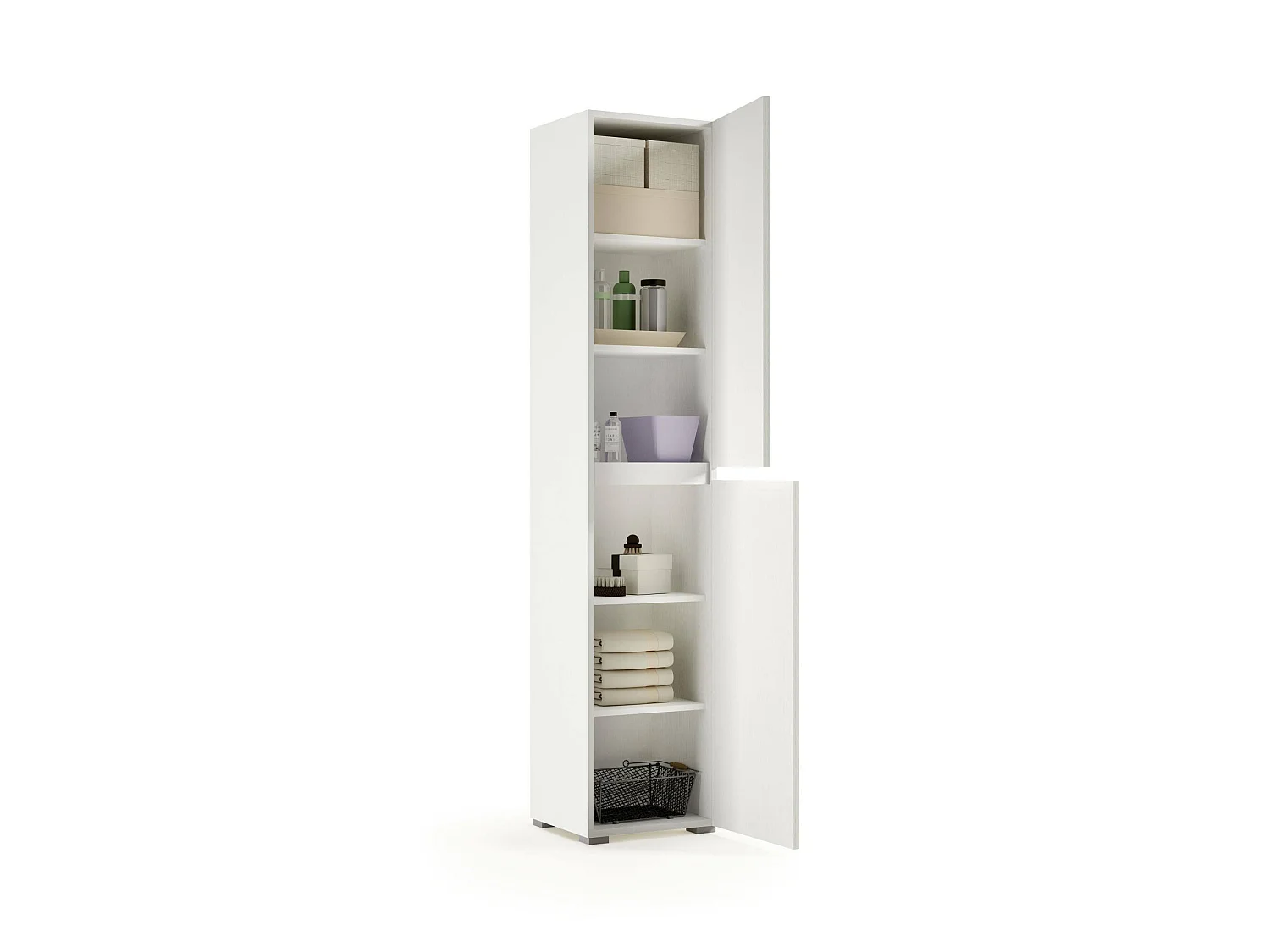 Dbalestro multifunctionele kledingkast met 2 deuren, Schoenenrek met verstelbare planken, Schoenenkast met 2 deuren, 100% Made in Italy, 45x37h195 cm, Wit