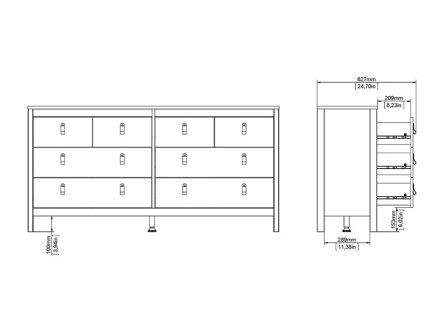 Buffet Dsanton, Buffet du salon, Commode de salon, Garde-manger de cuisine, 160x38 h80 cm, Noir