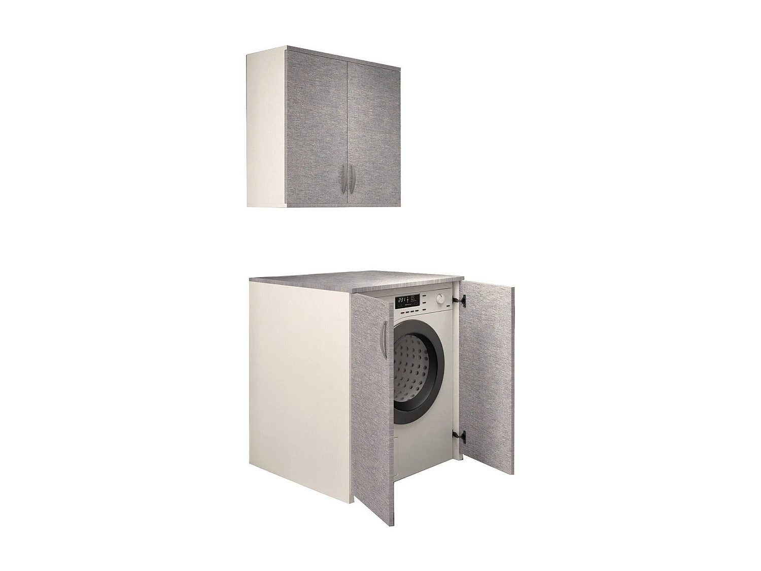 Armoire polyvalente à 2 portes Drabio, Meubles multifonctionnels, Casier à chaussures, Garde-robe à balais, Made in Italy, 76x70h90 cm, Blanc et gris