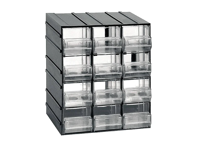 Armoire polyvalente 2 portes Dbertolin, Armoire pour petites pièces, Armoire pour conteneurs à outils, 100% Made in Italy, 19x15h23 cm, Anthracite, 12 tiroirs