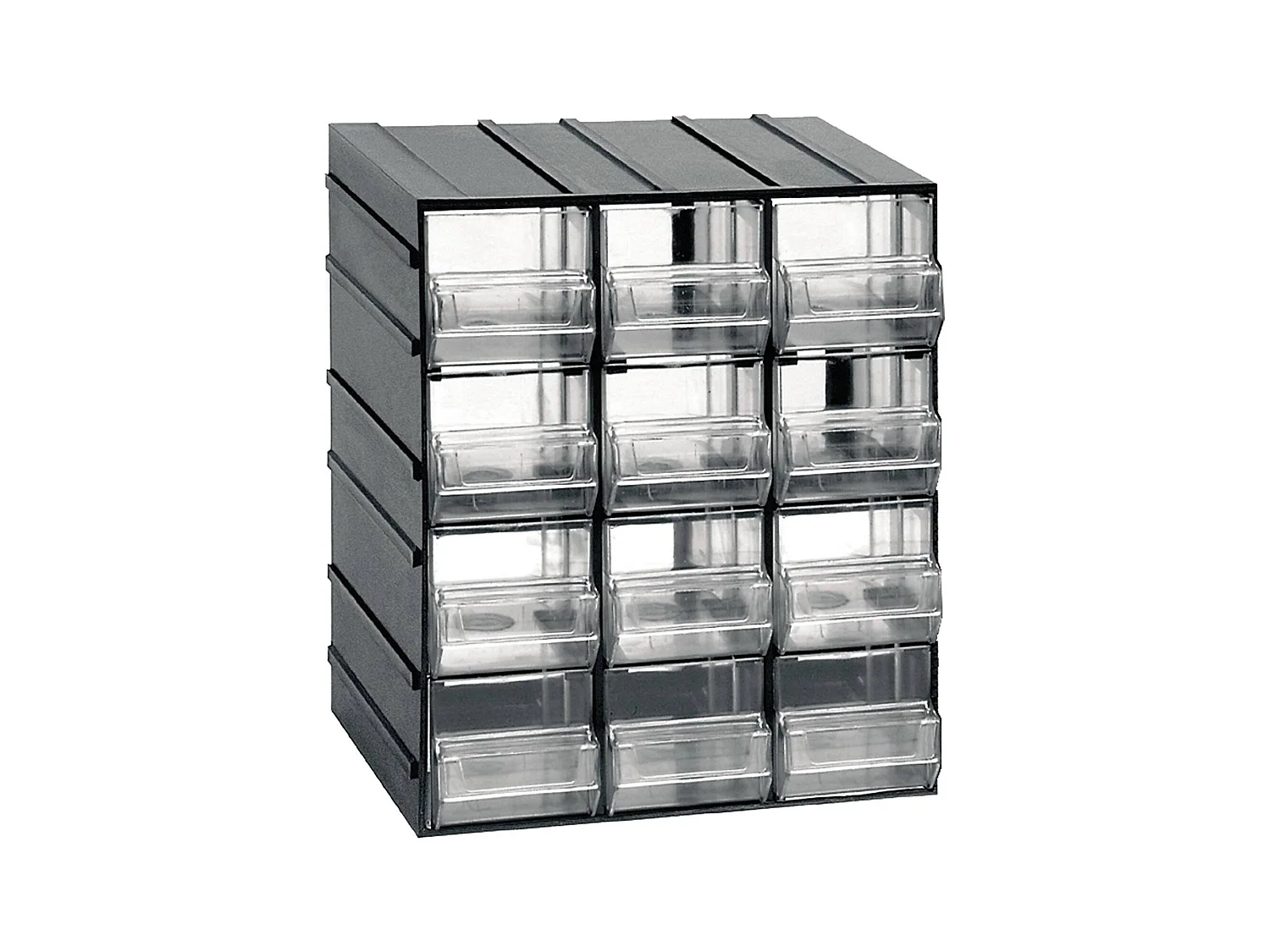 Armoire polyvalente 2 portes Dbertolin, Armoire pour petites pièces, Armoire pour conteneurs à outils, 100% Made in Italy, 19x15h23 cm, Anthracite, 12 tiroirs