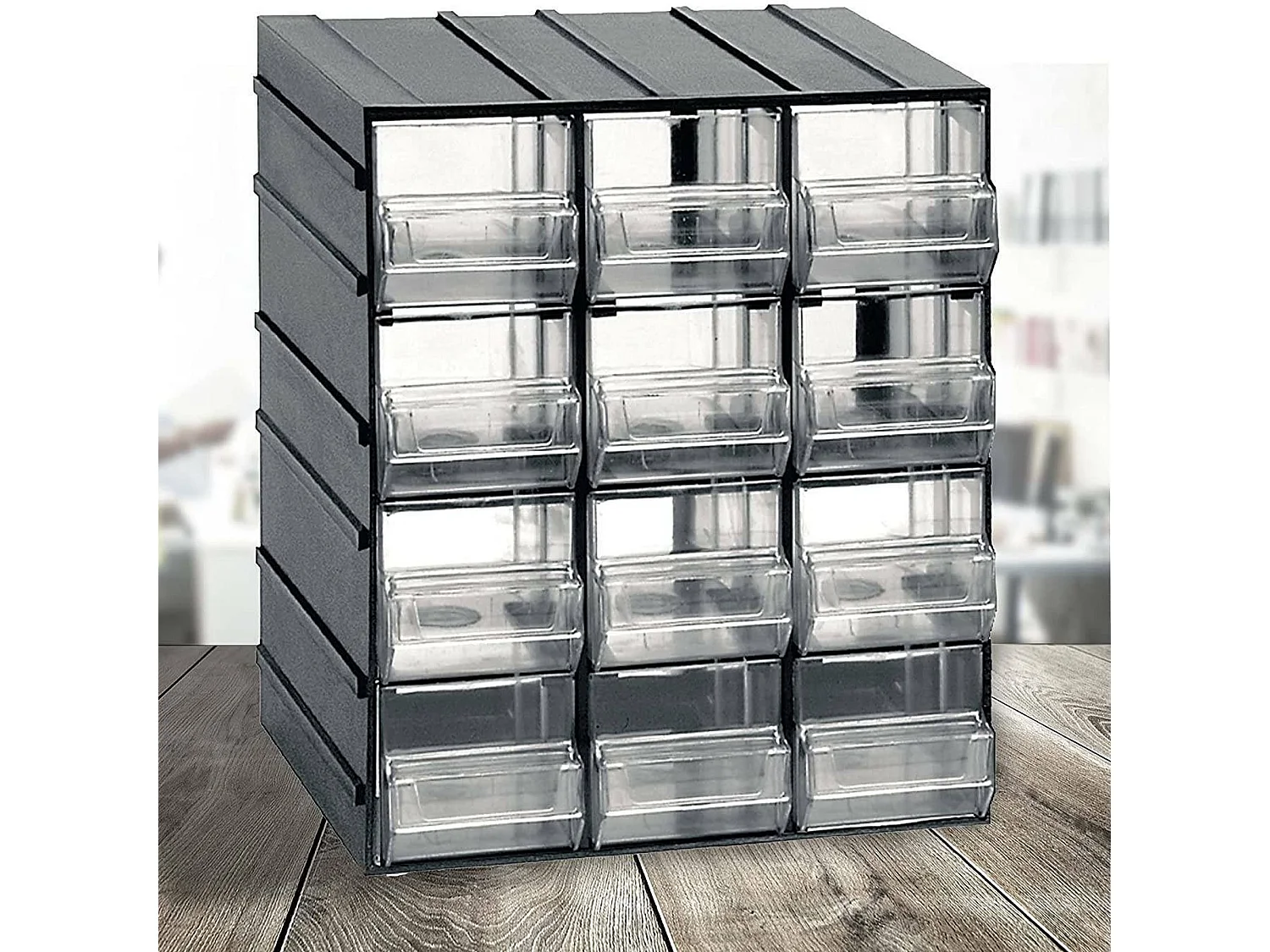Armoire polyvalente 2 portes Dbertolin, Armoire pour petites pièces, Armoire pour conteneurs à outils, 100% Made in Italy, 19x15h23 cm, Anthracite, 12 tiroirs