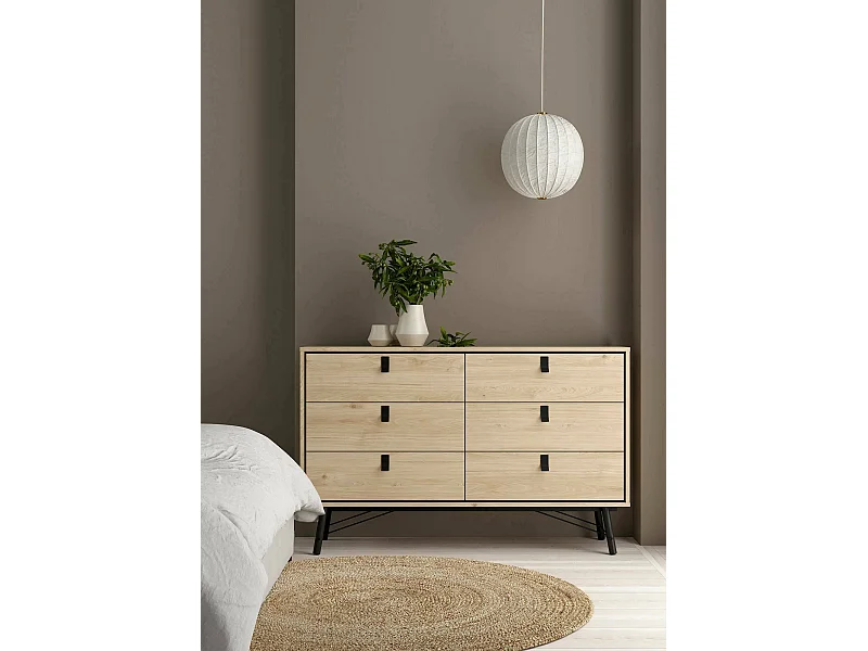 Kommode Dsalvett, Wohnzimmerbuffet, Wohnzimmer-Sideboard, Moderne Küchen-Speisekammer, 150x40 h95 cm, Eiche