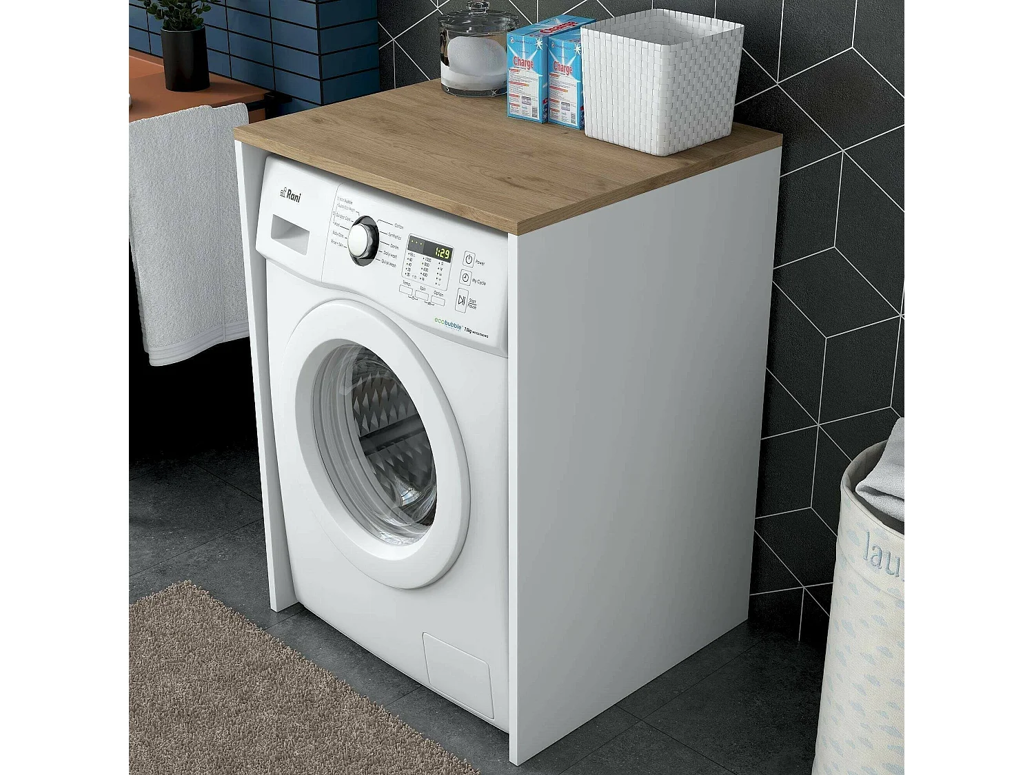 Dmagrass grote multifunctionele kledingkast, Multifunctionele kast, Schoenenkast, Schoenenkast, 65x60h92 cm, Walnoot en Wit