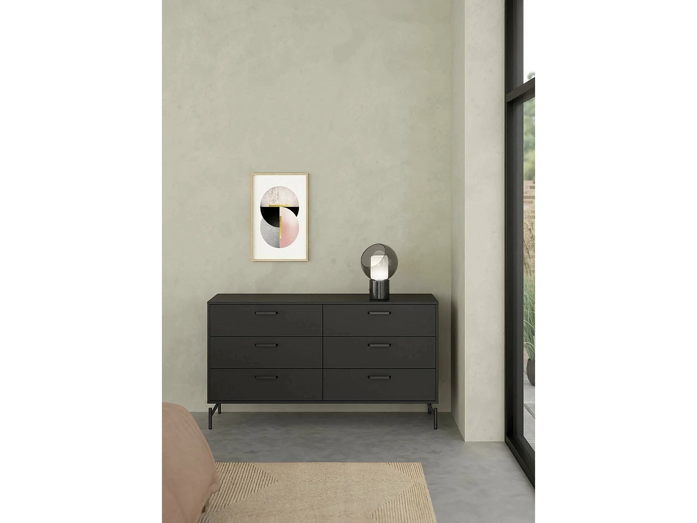 Buffet Dsass, Buffet du salon, Commode de salon, Garde-manger de cuisine, 139x40 h77 cm, Noir