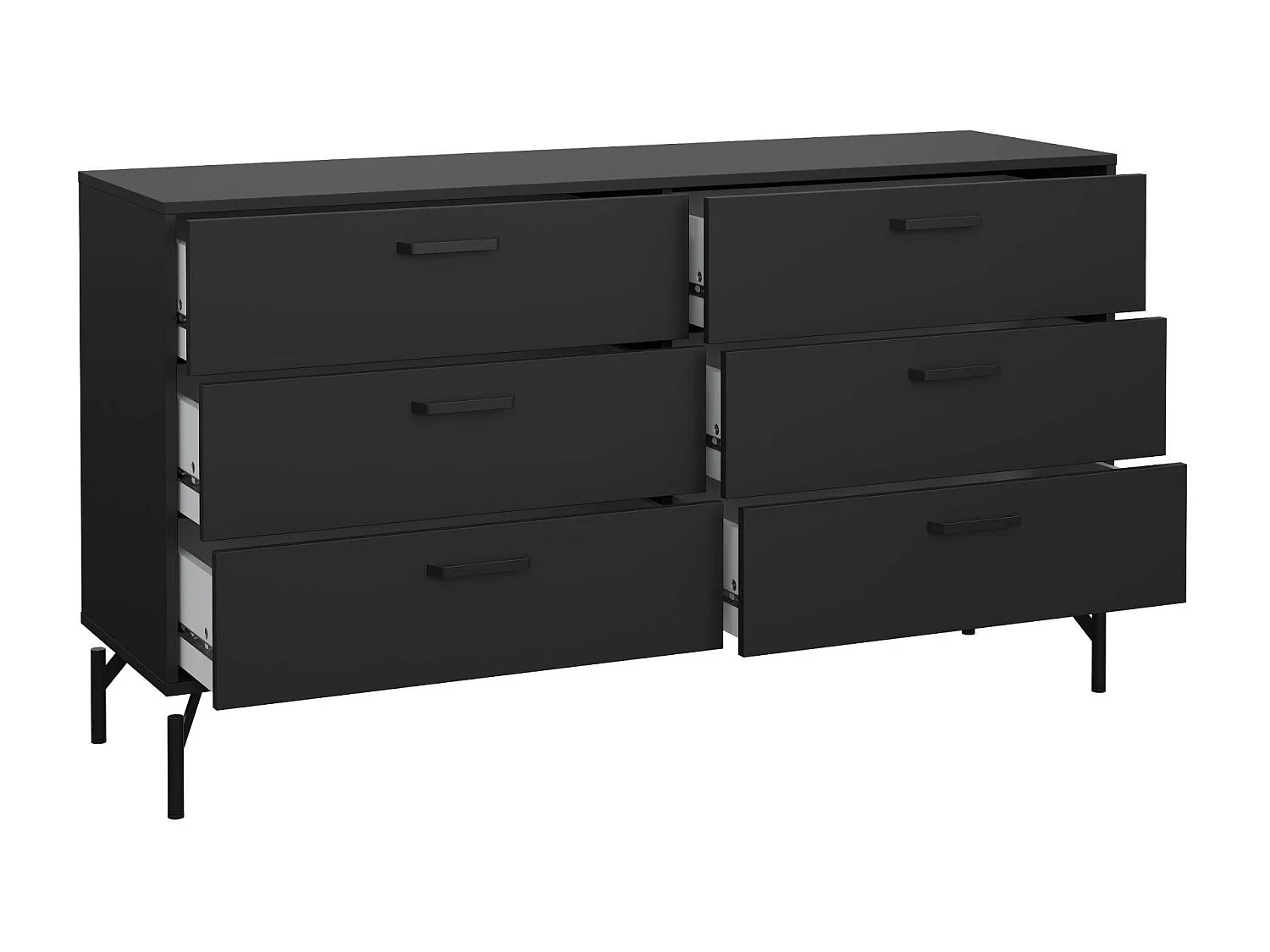 Buffet Dsass, Buffet du salon, Commode de salon, Garde-manger de cuisine, 139x40 h77 cm, Noir