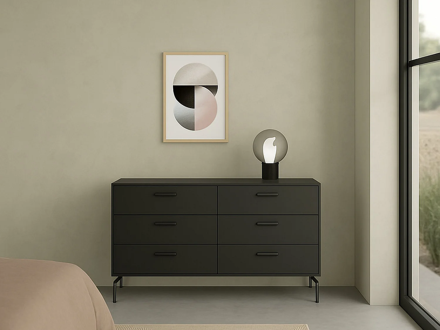Buffet Dsass, Buffet du salon, Commode de salon, Garde-manger de cuisine, 139x40 h77 cm, Noir