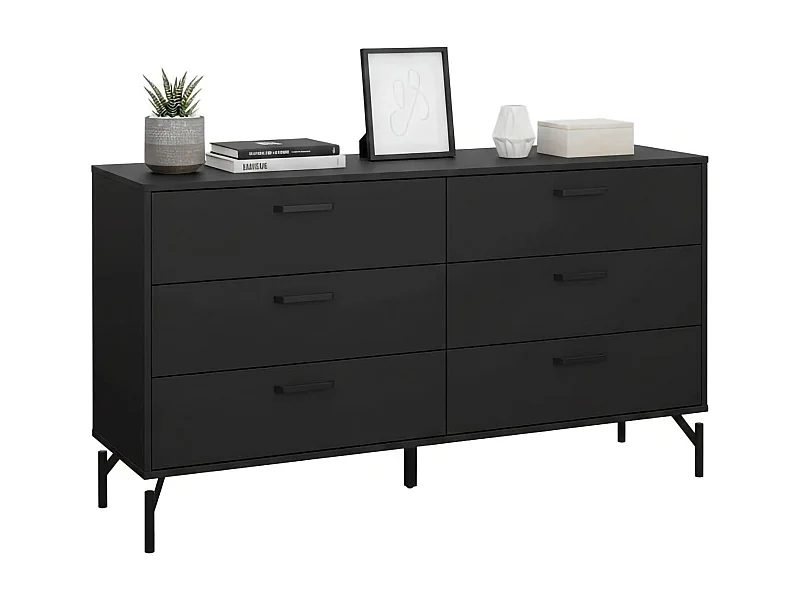 Buffet Dsass, Buffet du salon, Commode de salon, Garde-manger de cuisine, 139x40 h77 cm, Noir