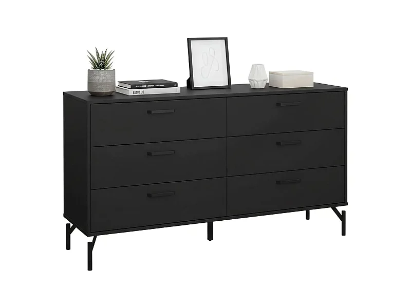 Buffet Dsass, Buffet du salon, Commode de salon, Garde-manger de cuisine, 139x40 h77 cm, Noir